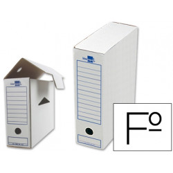 CAJA ARCHIVO DEFINITIVO LIDERPAPEL 104 FOLIO CARTON RECICLADO 325G/M2 LOMO 100 MM BLANCO 365X100X251