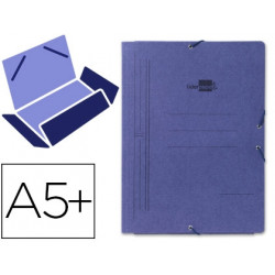 CARPETA LIDERPAPEL GOMAS CUARTO 3 SOLAPAS CARTON PINTADO AZUL