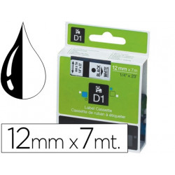 CINTA DYMO 1000 NEGRO-BLANCO 12MM X 7MT D1