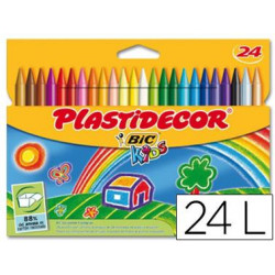 LAPICES CERA PLASTIDECOR CAJA DE 24 COLORES SURTIDOS