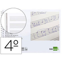 BLOC MUSICA LIDERPAPEL PENTAGRAMA 4MM CUARTO 20 HOJAS 100G/M2