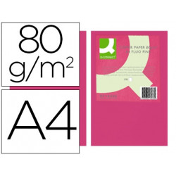 PAPEL COLOR Q-CONNECT DIN A4 80GR ROSA NEON PAQUETE DE 500 HOJAS