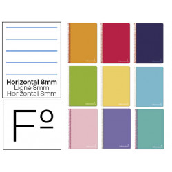 CUADERNO ESPIRAL LIDERPAPEL FOLIO WITTY TAPA DURA 80H 75GR RAYADO HORIZONTAL 8MM CON MARGEN COLORES 