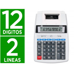 CALCULADORA LIDERPAPEL IMPRESORA PANTALLA PAPEL 57 MM 12 DIGITOS IMPRESION BICOLOR BLANCA 235X155X62