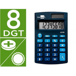 CALCULADORA LIDERPAPEL BOLSILLO XF06 8 DIGITOS SOLAR Y PILAS COLOR AZUL 98X62X8 MM