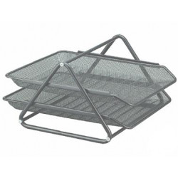 BANDEJA SOBREMESA METALICA Q-CONNECT REJILLA GXA100 PLATA 2 BANDEJAS MOVIBLES 300X185X350 MM