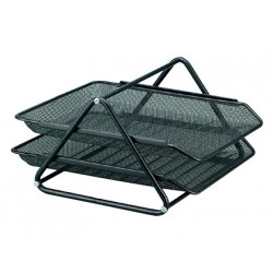 BANDEJA SOBREMESA METALICA Q-CONNECT REJILLA GXA100 NEGRA 2 BANDEJAS MOVIBLES 300X185X350 MM