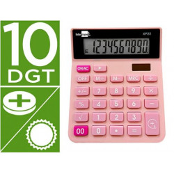 CALCULADORA LIDERPAPEL SOBREMESA XF23 10 DIGITOS SOLAR Y PILAS COLOR ROSA 127X105X24 MM