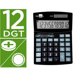 CALCULADORA LIDERPAPEL SOBREMESA XF29 12 DIGITOS SOLAR Y PILAS COLOR NEGRO 190X140X30 MM