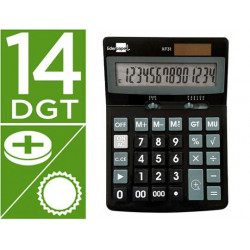 CALCULADORA LIDERPAPEL SOBREMESA XF31 14 DIGITOS SOLAR Y PILAS COLOR NEGRO 170X122X35 MM