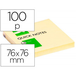 BLOC DE NOTAS ADHESIVAS QUITA Y PON Q-CONNECT 76X76 MM CON 100 HOJAS