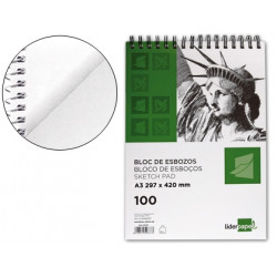 BLOC DIBUJO LIDERPAPEL ESBOZOS ESPIRAL A3 297X420MM 100 HOJAS 90GR/M2 SIN RECUADRO