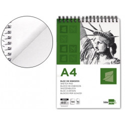 BLOC DIBUJO LIDERPAPEL ESBOZOS ESPIRAL DIN A4 210X297MM 100 HOJAS 90GR/M2 SIN RECUADRO