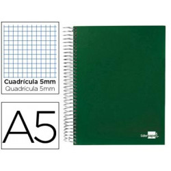 CUADERNO ESPIRAL LIDERPAPEL A5 MICRO PAPERCOAT TAPA FORRADA 140H 75 GR CUADRO5MM 5 BANDAS 6 TALADROS