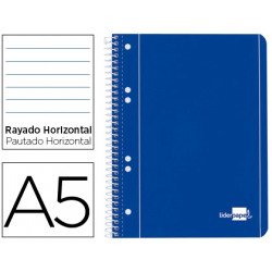 CUADERNO ESPIRAL LIDERPAPEL A5 MICRO SERIE AZUL TAPA BLANDA 80H 75 GR HORIZONTAL 6 TALADROS AZUL