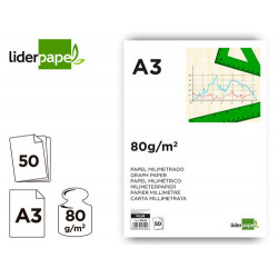 BLOC PAPEL MILIMETRADO LIDERPAPEL ENCOLADO 297X420 MM 50 HOJAS 80G/M2