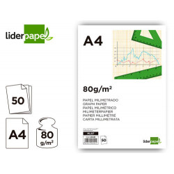 BLOC PAPEL MILIMETRADO LIDERPAPEL ENCOLADO 210X297 MM 50 HOJAS 80G/M2