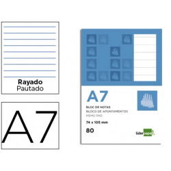 BLOC NOTAS LIDERPAPEL HORIZONTAL A7 80 HOJAS 60G/M2 PERFORADO