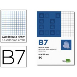 BLOC NOTAS LIDERPAPEL CUADRO 4MM B7 80 HOJAS 60G/M2 PERFORADO