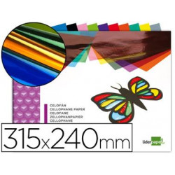 BLOC TRABAJOS MANUALES LIDERPAPEL CELOFAN 240X315MM 10 HOJAS COLORES SURTIDOS