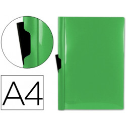 CARPETA LIDERPAPEL DOSSIER PINZA LATERAL 45303 POLIPROPILENO DIN A4 VERDE CLA30 HOJAS PINZA DESLIZAN