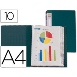 CARPETA LIDERPAPEL PERSONALIZA 31703 10 FUNDAS POLIPROPILENO DIN A4 VERDE LOMO PERSONALIZABLE