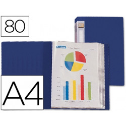 CARPETA LIDERPAPEL PERSONALIZA 31762 80 FUNDAS POLIPROPILENO DIN A4 AZUL LOMO PERSONALIZABLE