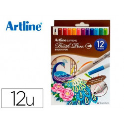 ROTULADOR ARTLINE SUPREME BRUSH EPFS PINTURA BASE DE AGUA PUNTA TIPO PINCEL TRAZO FINO BOLSA DE 12 U