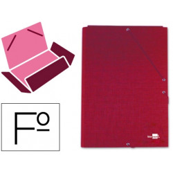 CARPETA LIDERPAPEL GOMAS FOLIO 3 SOLAPAS CARTON FORRADO ROJA