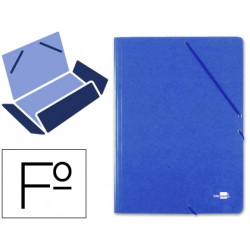 CARPETA LIDERPAPEL GOMAS FOLIO 3 SOLAPAS CARTON PRESPAN AZUL