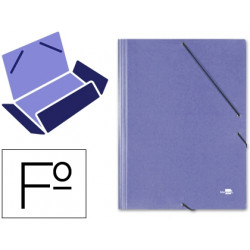 CARPETA LIDERPAPEL GOMAS FOLIO 3 SOLAPAS CARTON SIMIL PRESPAN AZUL