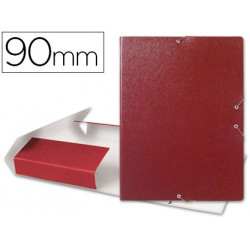 CARPETA PROYECTOS LIDERPAPEL FOLIO LOMO 90MM CARTON GOFRADO ROJA