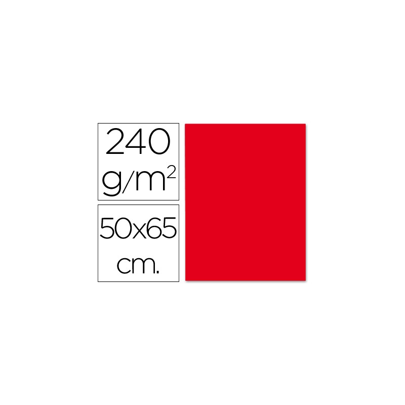 CARTULINA LIDERPAPEL 50X65 CM 240G/M2 ROJO NAVIDAD