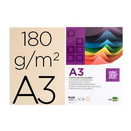 CARTULINA LIDERPAPEL A3 180G/M2 CREMA