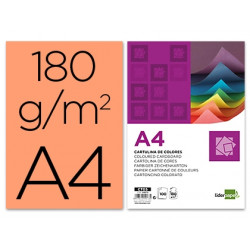 CARTULINA LIDERPAPEL A4 180G/M2 SALMON