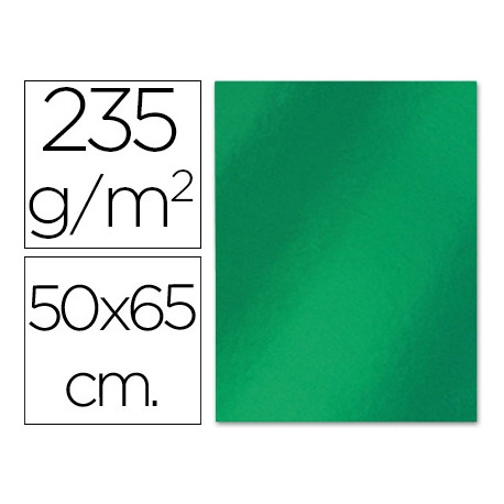 CARTULINA LIDERPAPEL 50X65 CM 235G/M2 METALIZADA VERDE