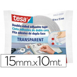 CINTA ADHESIVA TESA DOBLE CARA TRANSPARENTE 10 MT X 15 MM