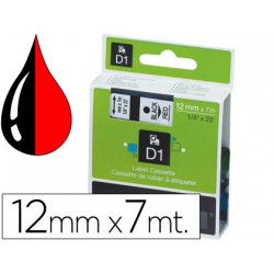 CINTA DYMO 1000 NEGRO-ROJO 12MM X 7MT D1