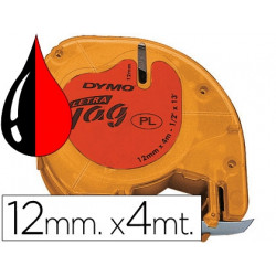 CINTA DYMO 12MMX4MT -NEGRO/ROJO PARA MAQUINA LETRATAG