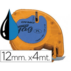 CINTA DYMO 12MMX4MT -NEGRO/AZUL PARA MAQUINA LETRATAG