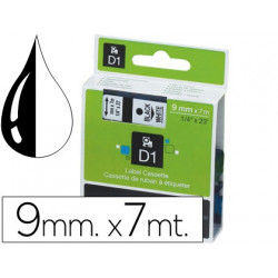 CINTA DYMO NEGRO-TRANSPARENTE 9MM X 7MT D1