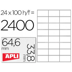 ETIQUETA ADHESIVA APLI 1263 TAMAÑO 64,6X33,8 MM FOTOCOPIADORA LASER INK-JET CAJA CON 100 HOJAS DIN A