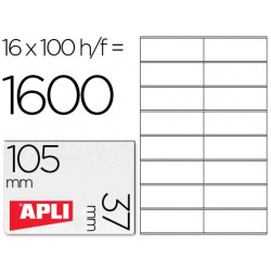 ETIQUETA ADHESIVA APLI 1274 TAMAÑO 105X37 MM FOTOCOPIADORA LASER INK-JET CAJA CON 100 HOJAS DIN A4