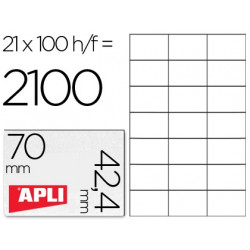 ETIQUETA ADHESIVA APLI 1276 TAMAÑO 70X42,4 MM PARA FOTOCOPIADORA LASER INK-JET CAJA CON 100 HOJAS DI