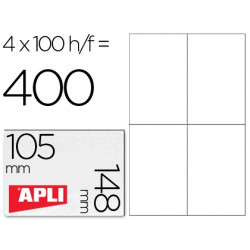 ETIQUETA ADHESIVA APLI 1280 TAMAÑO 105X148 MM PARA FOTOCOPIADORA LASER INK-JET CAJA CON 100 HOJAS DI