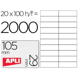 ETIQUETA ADHESIVA APLI 1299 TAMAÑO 105X29 MM PARA FOTOCOPIADORA LASER INK-JET CAJA CON 100 HOJAS DIN