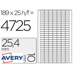 ETIQUETA ADHESIVA AVERY REMOVIBLE TAMAÑO 25,4X10 MM CAJA DE 4725 UNIDADES