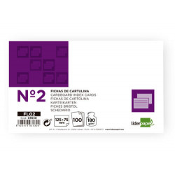 FICHA LIDERPAPEL LISA N2 75 X 125MM PAQUETE DE 100 180G