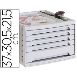 FICHERO CAJONES DE SOBREMESA ARCHIVO 2000 305X370X215 MM BANDEJA ORGANIZADORA SUPERIOR 5 CAJONES GRI