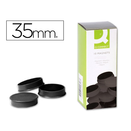 IMAN PARA SUJECION Q-CONNECT IDEAL PARA PIZARRAS MAGNETICAS35 MM NEGRO CAJA DE 10 UNIDADES